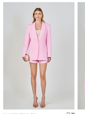Grey Lab one button fitted blazer and Short Set Pink jacket small shorts medium